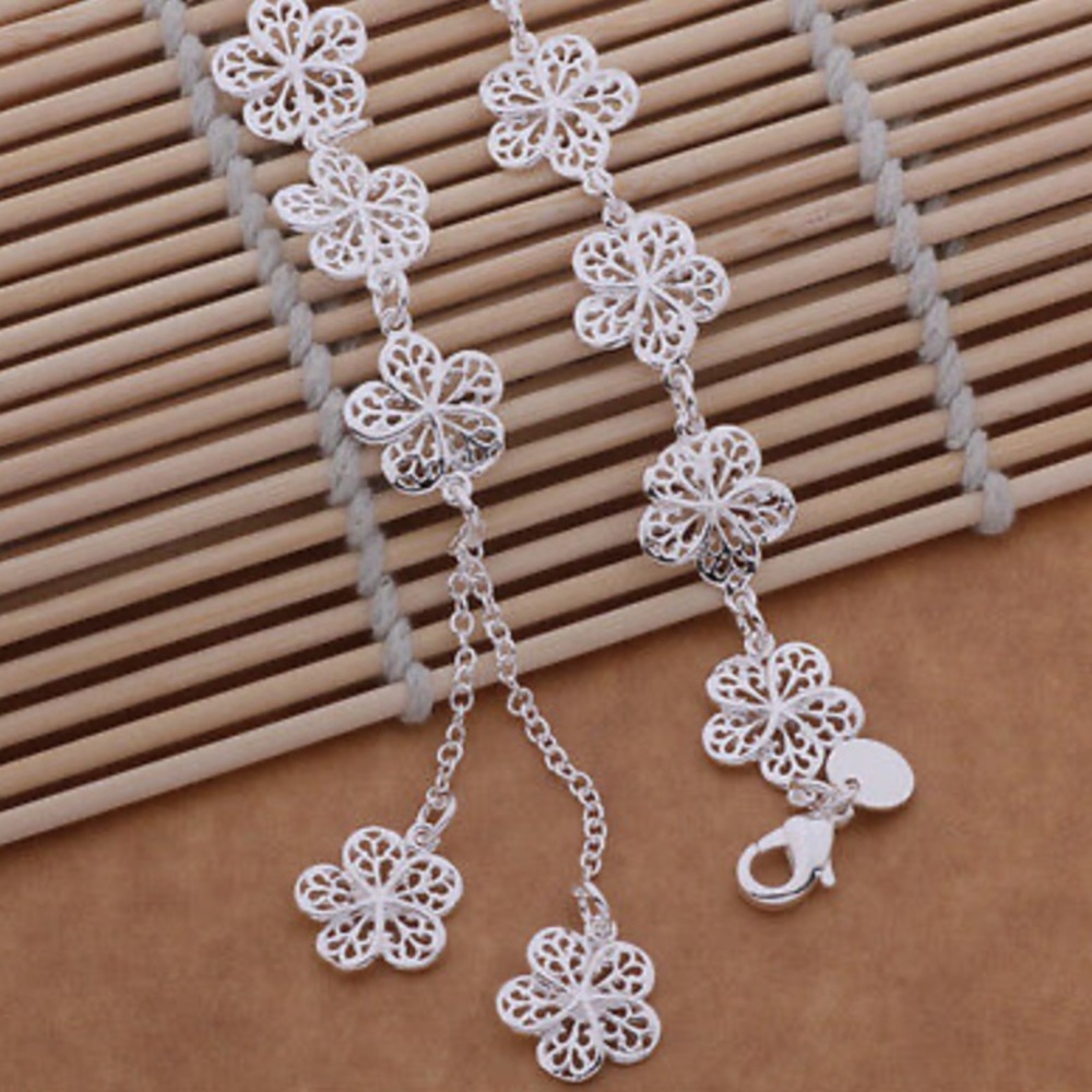 925 sterling silver flowers bracelet - Picture 2 of 2